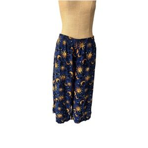 Cosmic Aura Celestial Sun & Moon Lounge Pajama Capri Pant Elastic LG XL See Desc